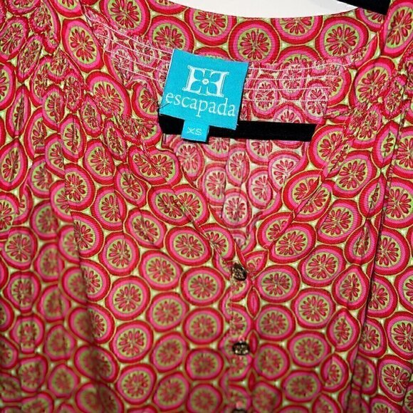 Women's Escapada Dress with Smocked Neckline - pink green gold - size XS - Picture 1 of 7
